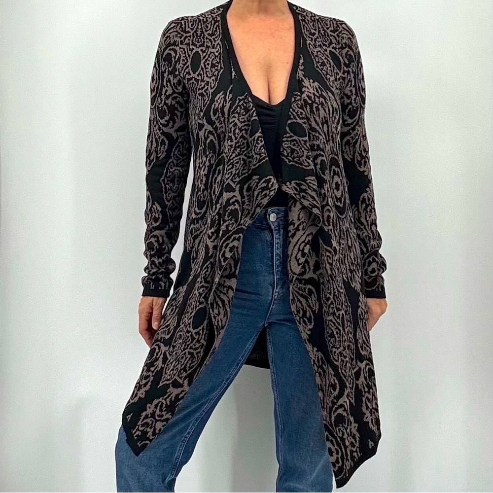 Soft Surroundings Boho Mandala Geometric Print Knit Draped Open Cardigan - Picture 13 of 13